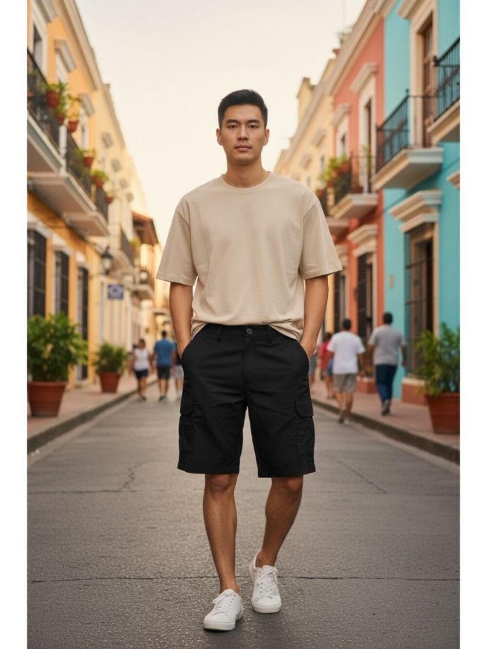 UB Tech Men's Black Nylon Spandex Cargo Shorts Size 30 Classic Fit Lightweight D